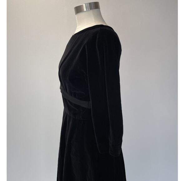 Vintage 60's Black Velvet Long Sleeve Dress / Sz S / Cocktail Holiday Retro Mod - Picture 5 of 9